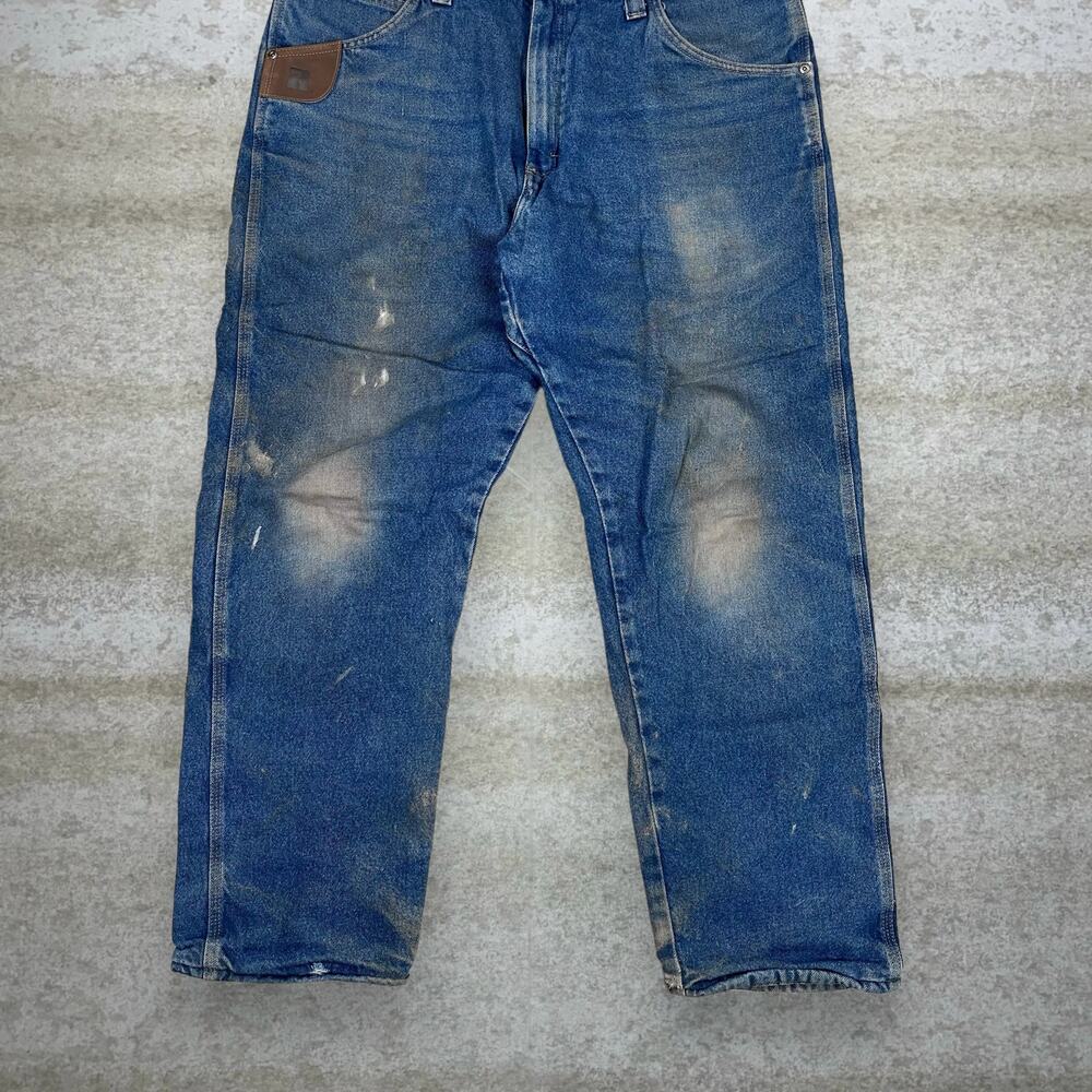 Vintage Y2K Wrangler Riggs Jeans 38x32 Relaxed Fit Medium Wash Denim - Picture 5 of 6